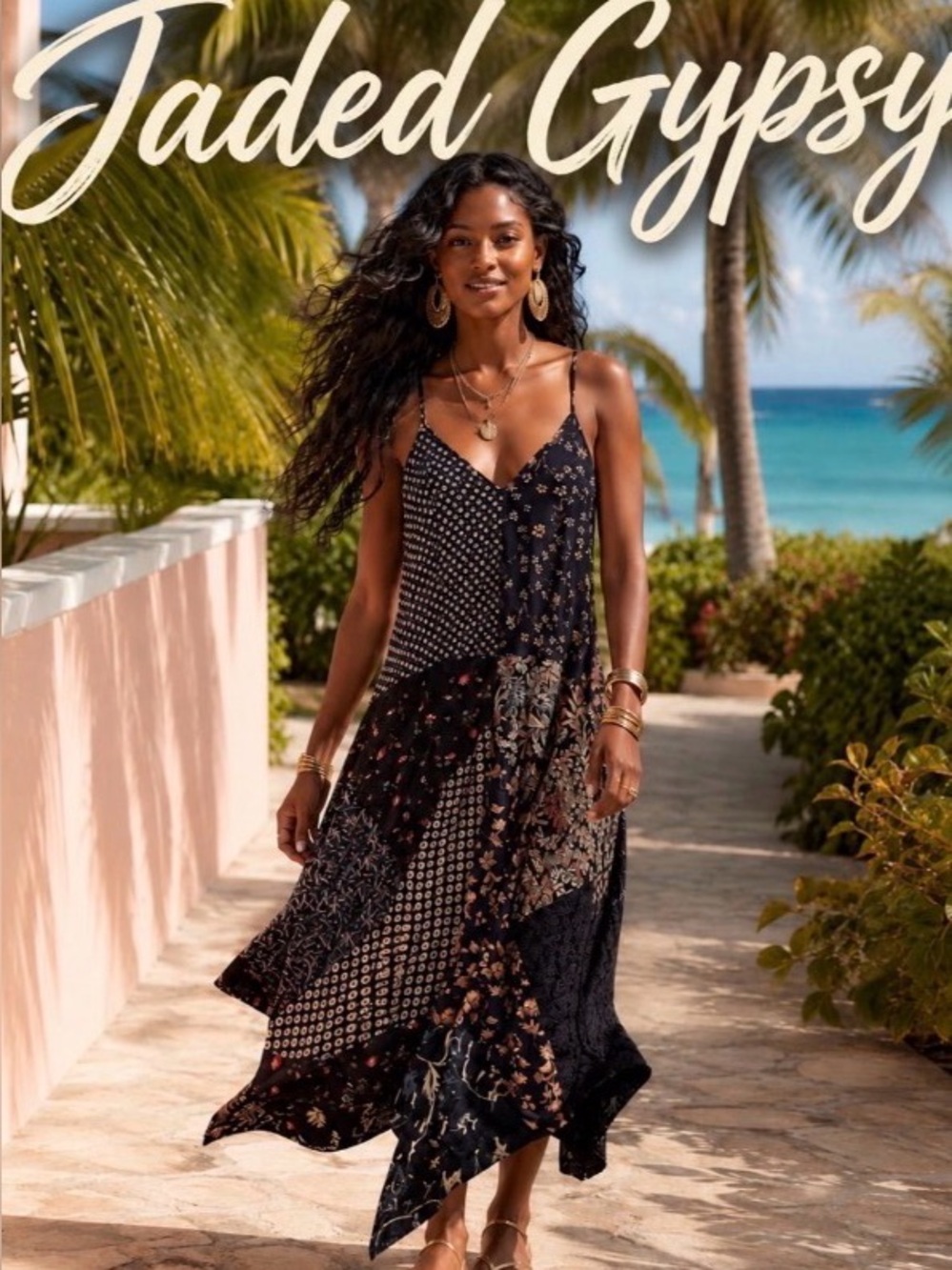 Jaded Gypsy Patchwork Asymmetrical Dress L/XL